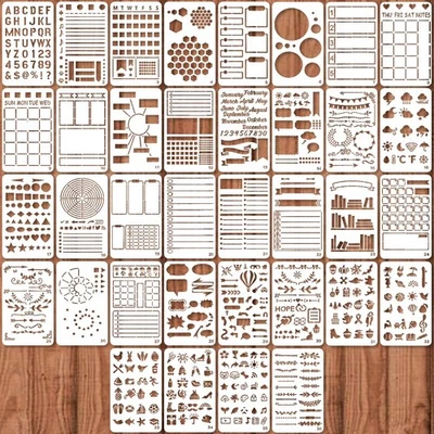 36pcs Journal Stencils for Bullet Journaling, DIY Planner 4x7 Inch Templates ... - Image 1 of 4