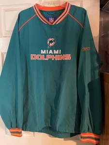 Vintage Reebok Miami Dolphins Size XL Football Pullover Jacket/Free Shipping! - Picture 1 of 1