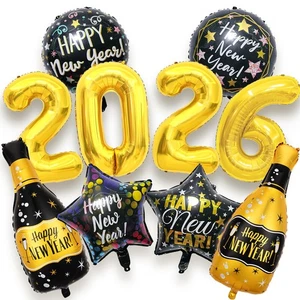 Suministros de fiesta de Nochevieja 2026 - 10 piezas Feliz Año Nuevo Globos Decoración... - Imagen 1 de 6