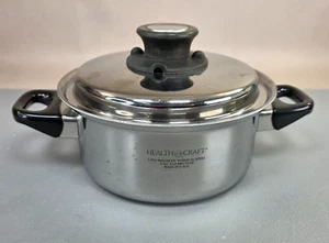 Health Craft 2 Quart Pot & Lid 5 Ply Magnetic Surgical Steel Sits Flat Made USA - Picture 1 of 11