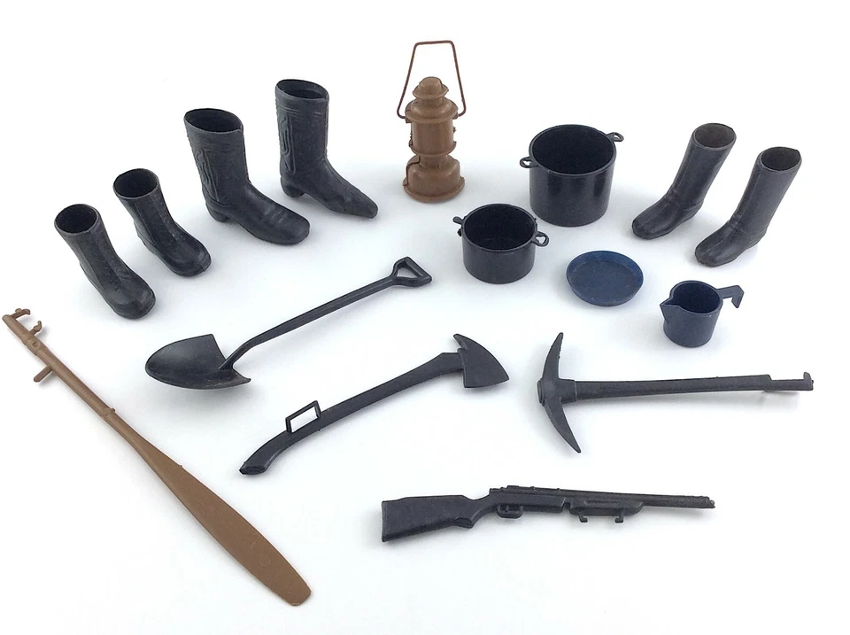 Vintage Big Jim Mattel Action Figure Accessories Lot Camping Tools Boots T477 - Image 1 of 4