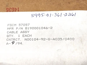 5995-01-361-2261 Radio Frequency Cable Assembly 5995013612261 8190001046-2 - Picture 1 of 3