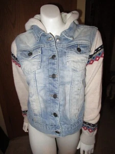 Girls Jean Jacket Cozy Sweater Denim Jacket Hood Hoodie Urban VIGOSS Youth 10 - Picture 1 of 9