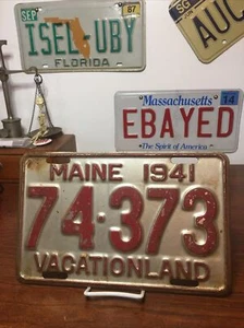 Maine License Plate Vintage 1941 Original Paint ME Classic Hot Rat Rod Car 74373 - Picture 1 of 6