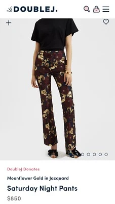 Calça LaDoubleJ Saturday Night Moonflower dourada em jacquard GG - Imagem 1 de 4