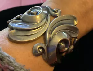 *VINTAGE* Taxco Mexico 925 Sterling Silver Hinged Clamper Cuff Bracelet - Picture 1 of 5