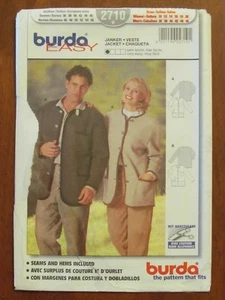 BURDA PATTERN - 2710 JACKET MEN'S 36-46 LADIES 10-20 BOUND EDGES PLUS UNCUT - Picture 1 of 2