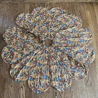 Vintage Holiday Christmas Tree Skirt Scalloped Edge Reversible 52.5” Diameter - Image 1 of 4