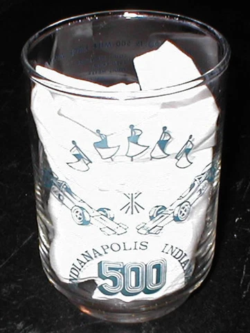 Vintage INDIANAPOLIS 500 GLASS 1972 Souvenir Juice Glassware INDIANA IN Race Cover