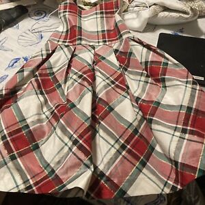 Gymboree dress size 5 green and red plaid Christmas Holiday Bow in the back
