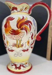 MAXCERA~Extra Large Decorative Pitcher w/Hand Painted Rooster 16" x 11 1/2' - Picture 1 of 9