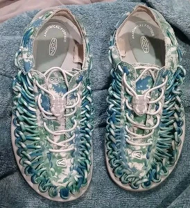 Keen UNEEK Two Cord Sandals Water Shoes Mens Size 7.5 Green  Slip On Boat Shoes - Picture 1 of 6