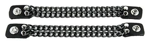 2 row Black Chain Extension Black Leather Biker Vest Extender 2 Pcs Lot - Picture 1 of 2