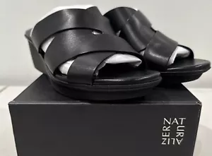 Naturalizer Womens Rowena Black Wedge Sandals Shoes 8.5 Wide - Picture 1 of 5