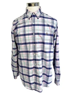 Polo Ralph Lauren Dress Shirt Classic Fit Pink Blue Plaid Button Down Cotton XL - Picture 1 of 4