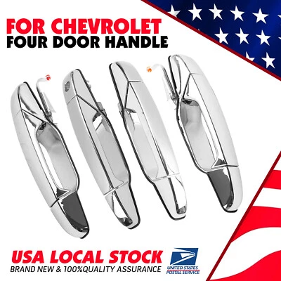 Silver 4PCS Chrome Front Rear Door Handle For 2007-2013 Chevrolet Avalanche - Image 1 of 4