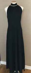 Vtg 70s Disco Queen Black High Neck Maxi Dress By Silla's Italy to Miami XS/S - Picture 1 of 9