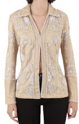 Together Embellished Jacket Womens 10 Beige Elegant Chic Granny Boho Y2K Formal - Image 1 of 4