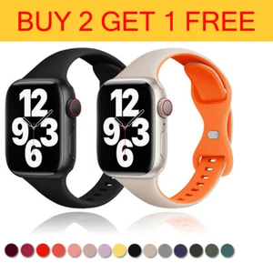 Slim Silicone Band Strap for Apple Watch Series 8 7 6 5 4 SE Ultra 40/44/41/45mm - Picture 1 of 50