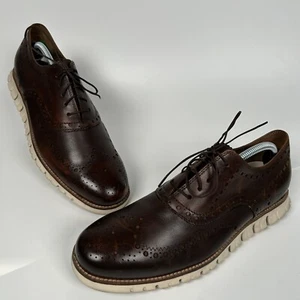 Cole Haan ZeroGrand Shoes Mens 10 Brown Leather Casual Walking Wingtip Sneakers - Picture 1 of 9