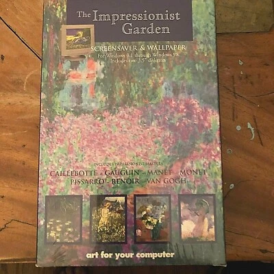 1998 Impressionist Garden Screensaver Wallpaper~3.5 Diskettes~Windows 98~SEALED - Image 1 of 2