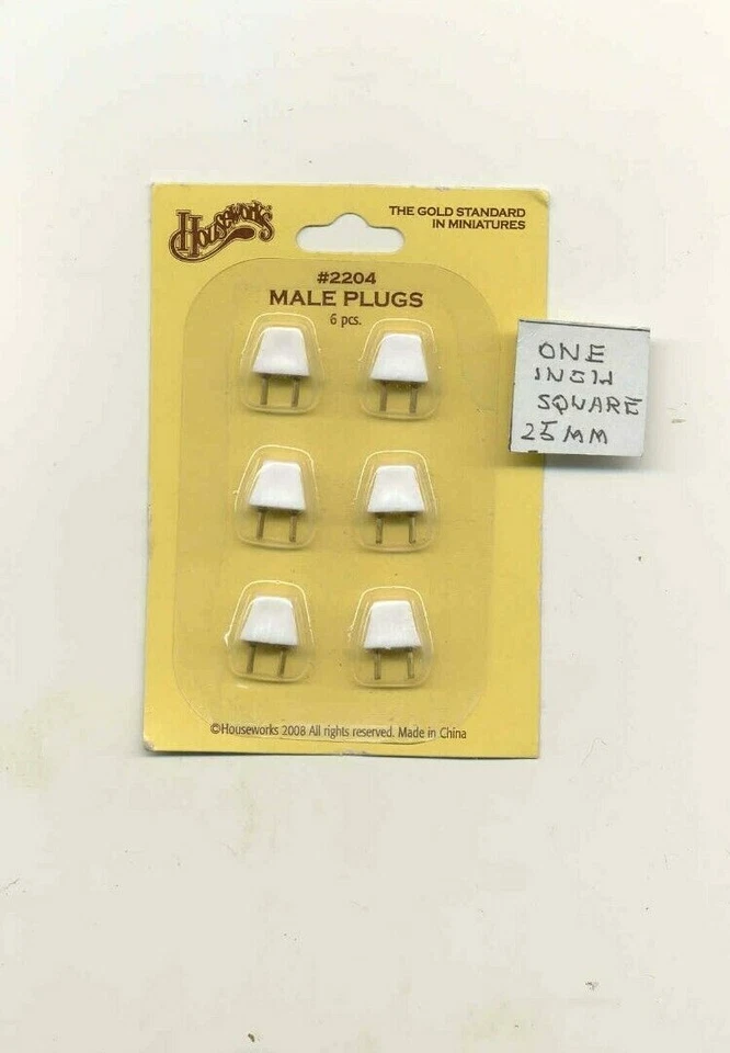 HOUSEWORKS ELECTRICAL MALE PLUGS #2204 miniature dollhouse 6pcs for 1/12 scale lights