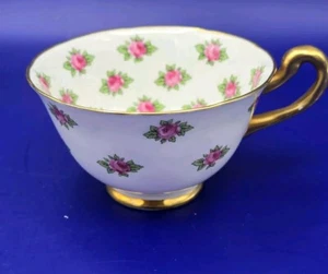 Tazza da tè vintage Royal Chelsea Fine Bone China rosa floreale made England - Foto 1 di 6