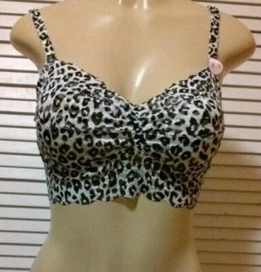 VICTORIA SECRET "NEW PINK" BRALETTE PIZZO ANIMALE BIANCO NERO TAGLIA SMALL - Foto 1 di 5