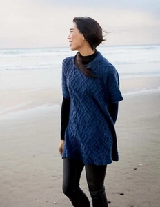 Knitting Pattern copy ladies Cabled long poncho cute collar 37-45" bust 993F - Picture 1 of 5