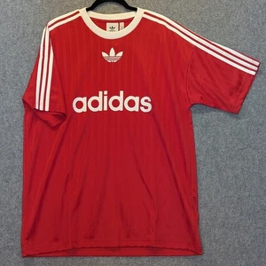 NEW Adidas Originals Trefoil T-Shirt Men’s Large Red Poly Tee IM9458 Soccer Top - Bild 1 von 9