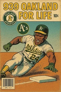 Rickey Henderson Comic Poster Print Metal Sign 12x8in Limited Quanity A’s A12 - Picture 1 of 6