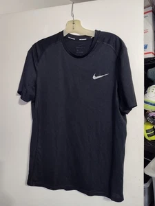Nike-Dri-Fit-Damen Lauftop/T-Shirt-Polyester-schwarz/silber Swoosh-Größe L - Bild 1 von 10