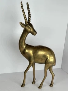 Vintage Brass Gazelle Antelope Figurine 11in Mid Century Safari Animal Sculpture - Picture 1 of 11