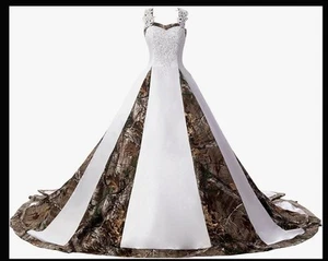 Camouflage Wedding Dress Brand New Sz 9 Satin White Ball Gown Formal for Wedding - Picture 1 of 2