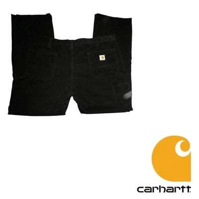Carhartt Relaxed Duck Pants Mens 42x32 B324-BLK Workwear Black Triple Stitched - Image 1 of 4