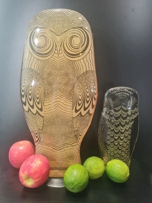 large Palatnik  Lucite Owl Figurine Sculpture 8 3/4”, crystal, black, grey - Image 1 of 4