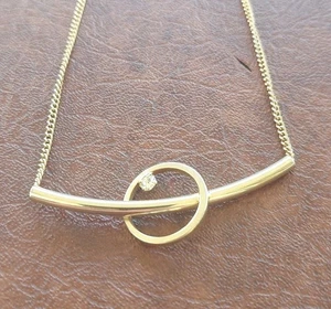 VINTAGE Sarah Coventry CANADA Modernist Curved Bar Circle Rhinestone Necklace - Foto 1 di 5