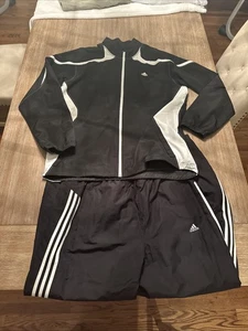 Adidas Track Suit Mens Pro Tennis Warm Up Jacket XL Pants Black White  Vintage - Picture 1 of 15