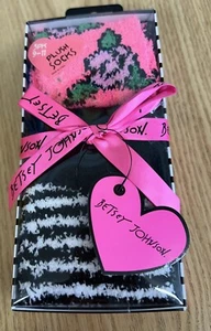 Betsey Johnson 3 Pack Plush Sock Set.Gift Ready Floral,Stripe&Solid. Size9-11. - Picture 1 of 7