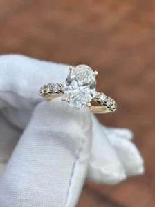 3 ct Oval Lab Grown Diamond Engagement Ring 14K Yellow Gold IGI Certified - Picture 1 of 12