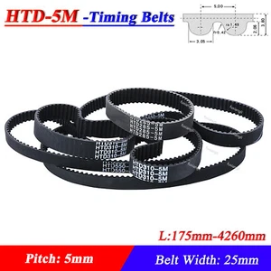 HTD-5M Timing Belts 175-4260mm Close Loop Rubber CNC Synchronous Belt Width 25mm - Picture 1 of 7