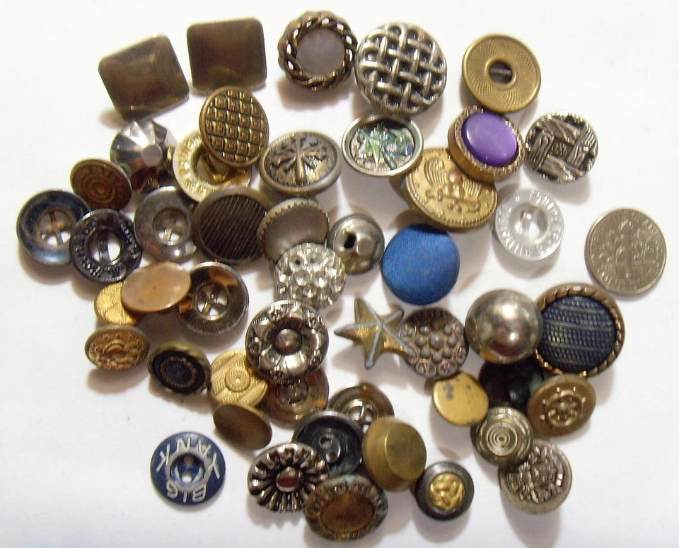 48 vintage antique metal collector buttons lot heraldic uniform etc 52371 - Image 1 of 4