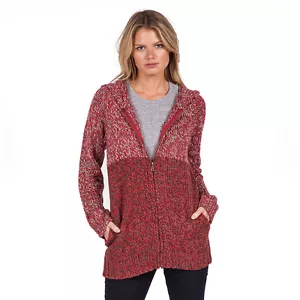 NWT WOMENS VOLCOM EMOJINX FULL ZIP UP SWEATER $80 S brick red hooded - Picture 1 of 3