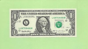 1995...UNCIRC $1 L 6875 9488 W.... 1995 $1 L-W BONITO BILLETE FRANCO - Imagen 1 de 2