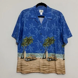 Vintage Ho Alhoa Mens Shirt 2XL Hawaiian Tropical Beach Scene Surfer Camp Vacay - Picture 1 of 12