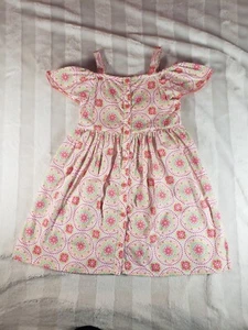 Penelope Mack Girls Pink Lime Green Geometric Flowers Easter Sun Dress Size 5 - Picture 1 of 10