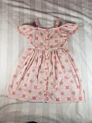 Vestido Penelope Mack Niñas Rosa Verde Lima Flores Geométricas Pascua Sol Talla 5 Foto 1 de 4