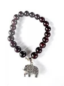 PZ GIOIELLO BRACCIALE granato FLESSIBILE marcasite sfera elefante - Foto 1 di 4