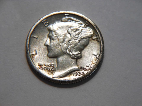 1934-P BU Silver Mercury Dime,  Nice Higher Grade Coin for a collection Cover