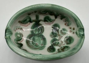 M. A. Hadley Pottery 9.5” Ashtray Green PEAR and GRAPE Hand Painted Stoneware - Picture 1 of 11